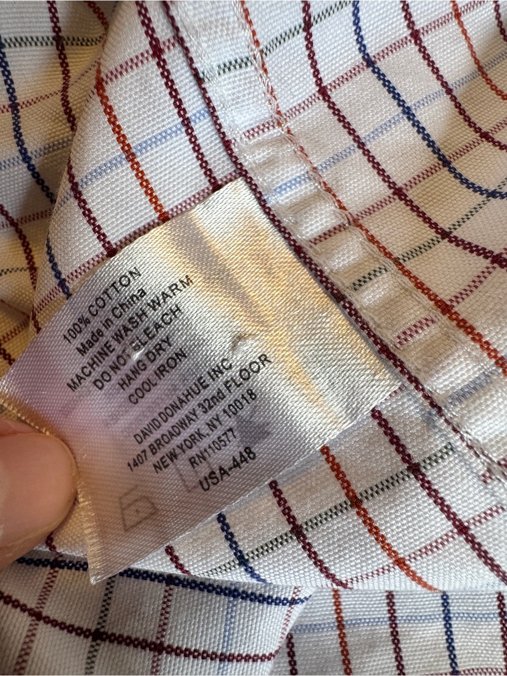 David Donahue Trim Fit Plaid Dress Shirt Men’s 17 34/35 100% Cotton large - Picture 6 of 9